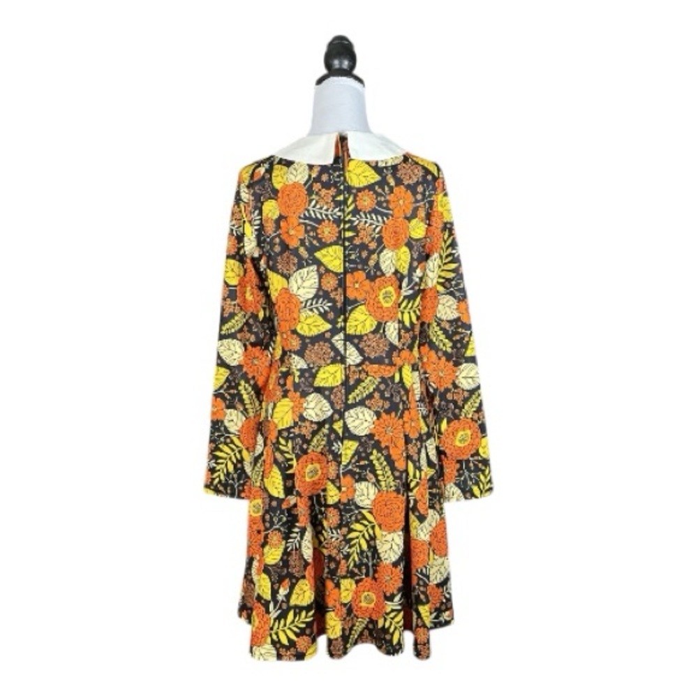 Unique Vintage Smak Parlour Retro Multicolored Floral Bow Collar Mini Dress L - Picture 3 of 8